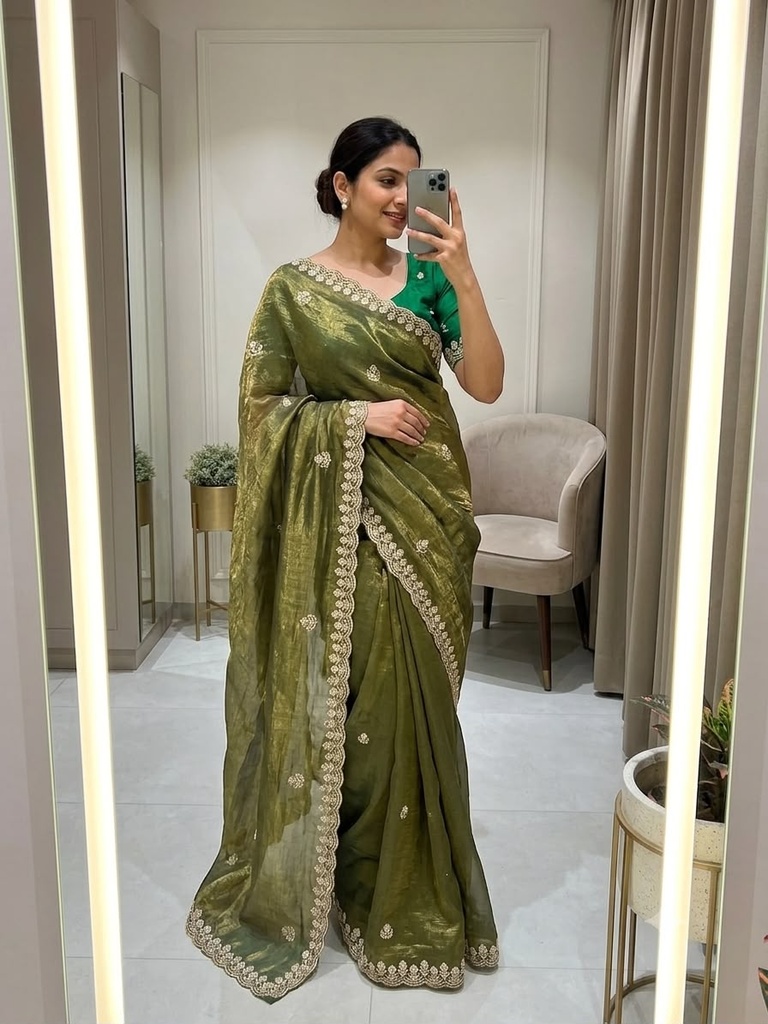 New Color Added Crushy  Sequence Work Saree With Havey Sequence Work Blouse  Color 5 Ready Stock Available ✅
